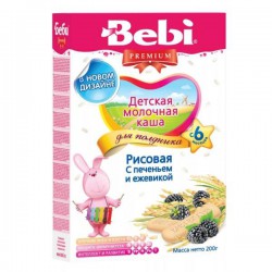 Каша молочная Bebi Для полдника рисовая печенье ежевика с 6 мес 200 г
