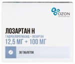 Лозартан Н, таблетки покрытые пленочной оболочкой 12.5 мг+100 мг 30 шт